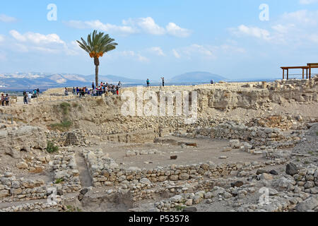 Megido National Monument, Jesreel Tal im westlichen Galiläa Israel. Stockfoto