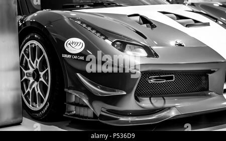 Die Front eines Ferarri 488 GT3-Rennwagen. Stockfoto