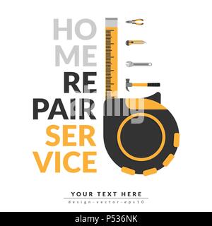 Home Reparatur Service Template mit Logo und kopieren Sie Platz für Ihren Text oder Name des Unternehmens. home Reparatur Service Consulting Unternehmen für Marketing Konzept. vec Stock Vektor