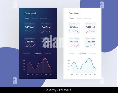 Fitness app. Ui ux Design. Web Design und mobile Vorlage. Infografik über den Nutzen der gesunden Lebensstil Stock Vektor