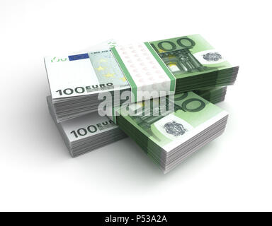 Stapel von Euro (isoliert auf weißem Hintergrund) Stockfoto