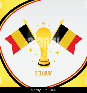 Belgien Fußball-Meister 2018 - Flagge und Goldene Trophäe/Cup Stock Vektor
