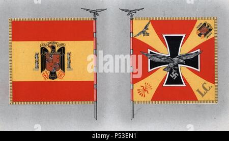 España. Guerra Civil (1936-1939). Estandarte de la Legión Cóndor Alemana (Anverso y reverso). Stockfoto