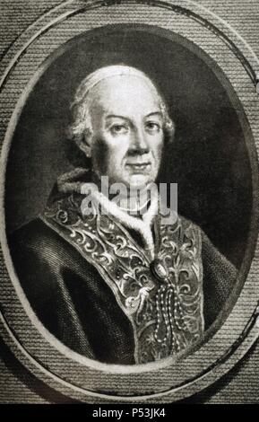 Papst Pius VI. (1717-1799). Geb. Graf Giovanni Angelo Braschi. Er regierte zwischen 1775-1799. Porträt. Gravur. Stockfoto