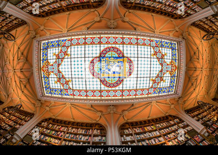 Berühmte Buchhandlung Lello, Interieur, Decke, Porto Portugal Stockfoto