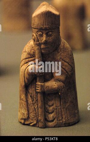 Die Lewis Chessmen. In Walross-elfenbein geschnitzten. 1150-1175. Im Uig gelegen. Insel Lewis. Schottland. British Museum. London. England. Vereinigtes Königreich. Stockfoto