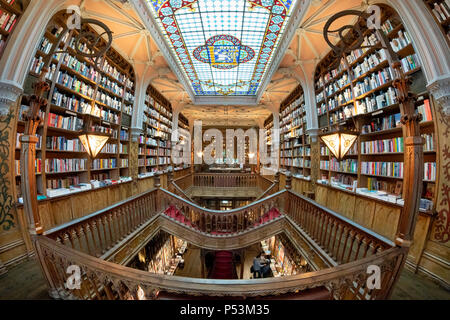 Berühmte Buchhandlung Lello, Interieur, Decke, Porto Portugal Stockfoto