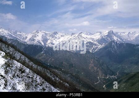 Spanien. Asturien. Kantabrischen Gebirge. Die Täler der Flüsse Bernesga und Pajares. Stockfoto