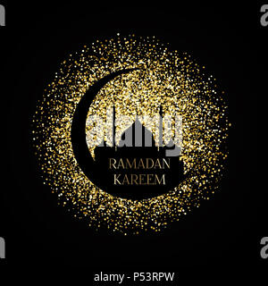 Ramadan Kareem Hintergrund mit gold glitzer Effekt Stockfoto