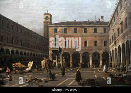 Canaletto (1697-1768). Italienischer Maler. Der Campo di Rialto, 1758-1763. Gemaldegalerie. Berlin. Deutschland. Stockfoto