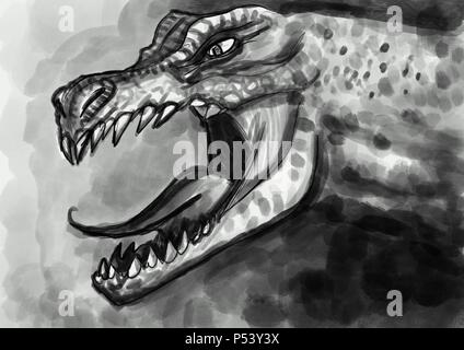 Abbildung: Fantasy fleischfressenden Dinosaurier oder Kaiju Stockfoto