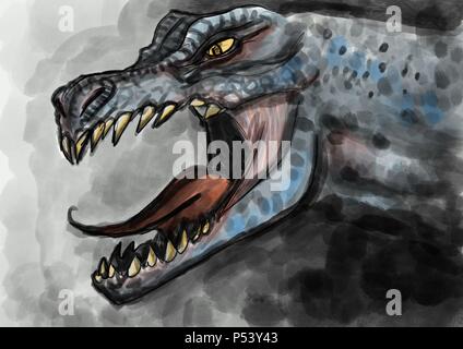 Abbildung: Fantasy fleischfressenden Dinosaurier oder Kaiju Stockfoto