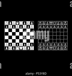 Schachbrett und Schachfiguren Linie zahlen Symbol Farbe weiß Vektor I Stil einfach Bild einstellen Stock Vektor