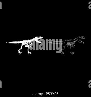 Dinosaurier Skelett T-rex Icon Set Farbe weiß Vektor I Stil einfach Bild Stock Vektor