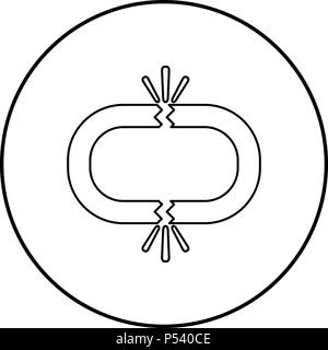 Defekter link Symbol Farbe Schwarz im Kreis runde Kontur Stock Vektor