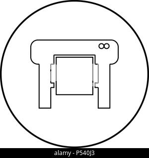 Plotter Symbol Farbe Schwarz im Kreis runde Kontur Stock Vektor