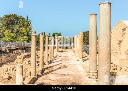 Antike römische Ruinen in den Archäologischen Park von Paphos, Zypern. Stockfoto