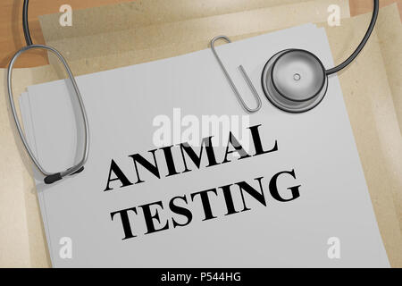 3D-Darstellung der tierversuche Titel auf ein medizinisches Dokument