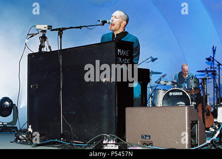 Coldplay performing in der Hollywood Bowl, den 31. Mai 2003, Los Angeles, Vereinigte Staaten von Amerika. Stockfoto
