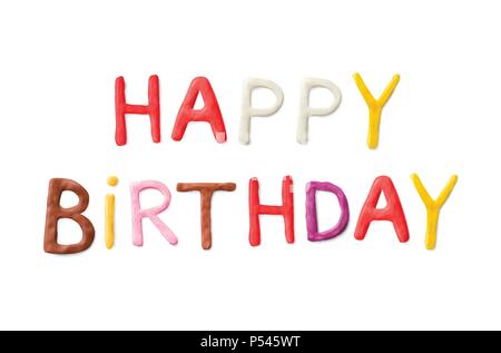 Handgefertigte Knetmasse Worte. Happy birthdaay. Stock Vektor