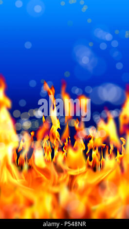 In der Nähe von Feuer flammen Stockfoto