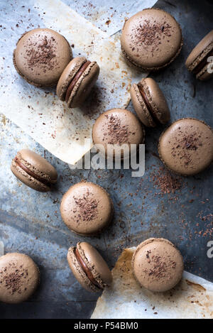 Mokka Macarons Stockfoto