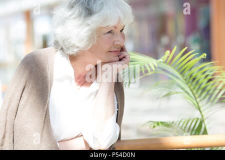 Portrait von Nizza smilig nachdenklich Senior Frau close up Stockfoto