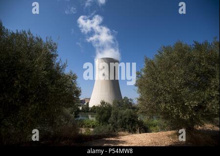 Zentrale nukleare de Ascó, Tarragona. Stockfoto