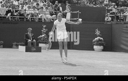 1983 Edgbaston Schale, an der Edgbaston Priorat Club in Birmingham, England, 6. bis 12. Juni 1983. Unser Bild zeigt, Alycia Molton im Damen Einzel Finale, Sonntag, 12. Juni 1983. Stockfoto