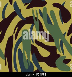 Camouflage Muster Hintergrund nahtlose Vektor Illustration. Klassische militärische Kleidung Stil. Camo Textur shirt wiederholen. Grün Braun khaki Gelb Stock Vektor