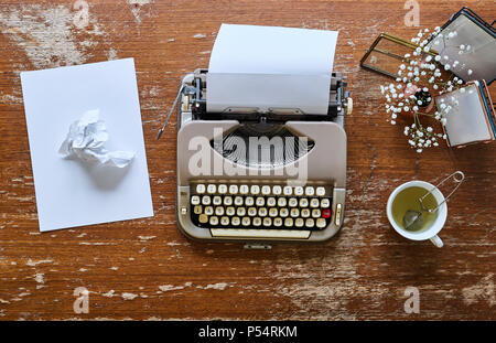 Lebendige desktop Landschaft Blick von oben Schreibmaschine Stockfoto