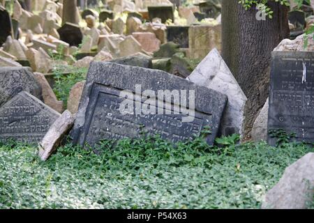 Tschechische Republik. Prag. Alter jüdischer Friedhof. War im Einsatz vom Anfang des 15. Jahrhunderts bis 1787. Grabsteine. Stockfoto