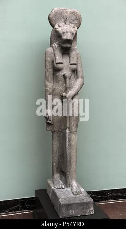 Statue des Löwen Göttin Sakhmet. Diorit. Regierungszeit von Amenophis III. C. 1400-1365 v. Chr.. Herkunft unbekannt. Ny Carlsberg Glyptotek. Kopenhagen. Dänemark. Stockfoto