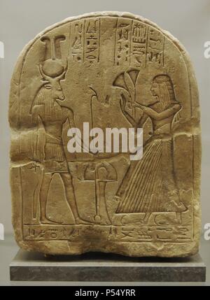 Stele Mnevis, der Stier von Ra gewidmet. Kalkstein. 20. Dynastie. Neuen Reich. C1100BC. Aus Heliopolis. Ny Carlsberg Glyptotek. Kopenhagen. Dänemark. Stockfoto