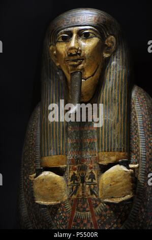 Sarg von Khonsu-hotep. Lackiertes Holz. 21 St-22 nd Dynastie. C. 950-900 v. Chr. 3. Zwischenzeit. Carlsberg Glyptotek Museum. Kopenhagen. Dänemark. Stockfoto