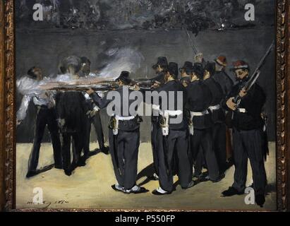 ARTE S. XIX. FRANCIA. EDOUARD MANET, Pintor impresionista. "FUSILAMIENTO DE MAXIMILIANO', 1867. Ejecución del Emperador mexicano Maximiliano ich de México, ocurrida en Querétaro el 19 de Oct de 1867. Museo Carlsberg Glyptotek. Kopenhagen. Dinamarca. Norte de Europa. Stockfoto