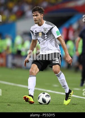 Sochi, Russland. 23. Juni 2018. firo: 23.06.2018, Moskau, Fuvuball, Fußball, Nationalmannschaft, Wm 2018 in Russland, Ruvuland, WC 2018 in Russland, Ruvuland, Wm 2018 Russland, Russland, M27, Deutschland - Schweden 2:1 GER Jonas Hector, Single Action | Verwendung der weltweiten Kredit: dpa/Alamy leben Nachrichten Stockfoto