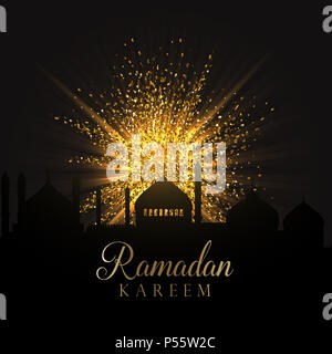 Dekorative Ramadan Hintergrund mit gold glitzer Explosion Stockfoto