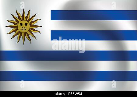Flagge von uruquay mit ein wenig Winken, Beschattung & Flagge Farben getrennte Schichten-Vector Illustration. Stock Vektor