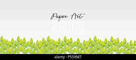 Papier vector Art Gras origami isoliert Hintergrund. Blumen abstrakten Banner Design. Handwerk 3d-Anlage Eco Card. Abbildung: Blatt üppigen Vorlage. Stock Vektor