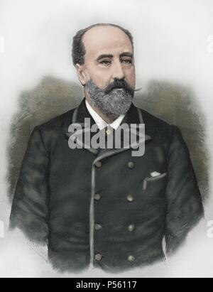 Manuel de Eguilior Llaguno (1842-1916). Graf von Albox. Spanische Politiker der Liberalen Partei. Gravur in spanischen und amerikanischen Illustration, 1890. Gefärbt. Stockfoto