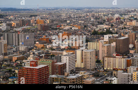 Sendai, Japan - Nov 3, 2017. Luftaufnahme von Sendai, Japan. Sendai ist die Hauptstadt der Präfektur Miyagi, die größte Stadt in der Region Tohoku. Stockfoto