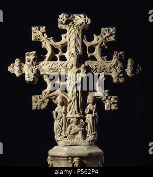 ARTE GOTICO. ESPAÑA. SIGLO XV. "CRUZ DE TERMINO". Museo de Albacete. Kastilien-la Mancha. Stockfoto