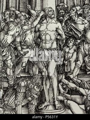 Albrecht Dürer (1471-1528). Deutsche Maler und Kupferstecher. Die Geißelung, 1496-1497. Xylographie. National Museum der Kunst Kopenhagen. Dänemark. Stockfoto