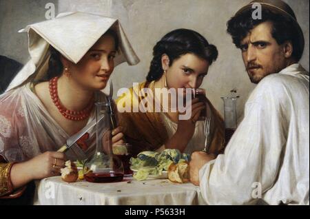 Carl Heinrich Bloch (1834-1890). Dänische Maler. In einem römischen Osteria, 1966. National Museum der Kunst Kopenhagen. Dänemark. Stockfoto