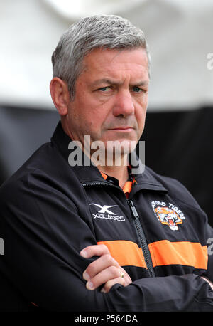 Castleford Tiger Head Coach, Daryl Powell an der Betfred Super League Match auf dem Weg der Besserung - A - Schlauch Dschungel, Casteford Stockfoto