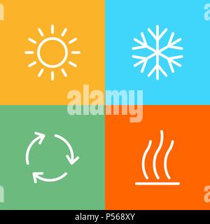 Klimaanlage Symbole für einfache Flat Style Wetter ui Design gesetzt. Stock Vektor
