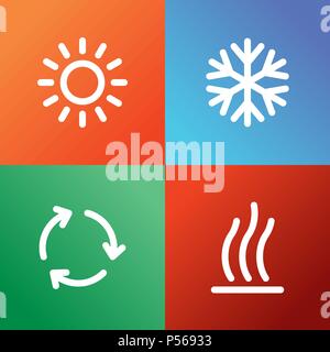 Klimaanlage Symbole für einfache Flat Style Wetter ui Design gesetzt. Stock Vektor
