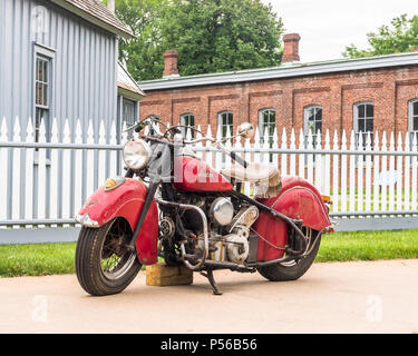 DEARBORN, MI/USA - 16. JUNI 2018: Ein indisches Motorrad an der Henry Ford (THF) Motor aufbringen, in Greenfield Village, in der Nähe von Detroit, Michigan. Stockfoto