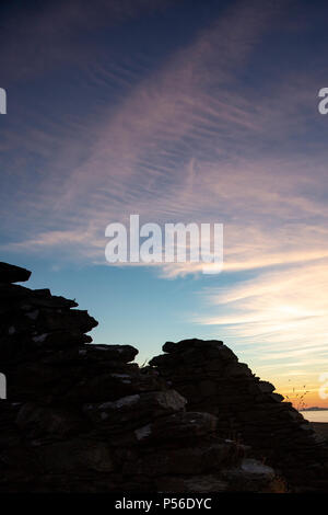 Sonnenuntergang über dem Atlantischen Ozean weg von Valentia Island, County Kerry Irland Stockfoto